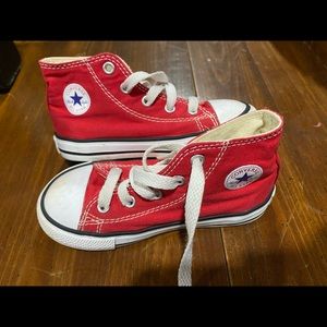 Kids Red Converse Hightops Size 9